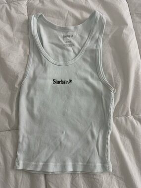Sinclair White Ribbed Scoop Neck Tank